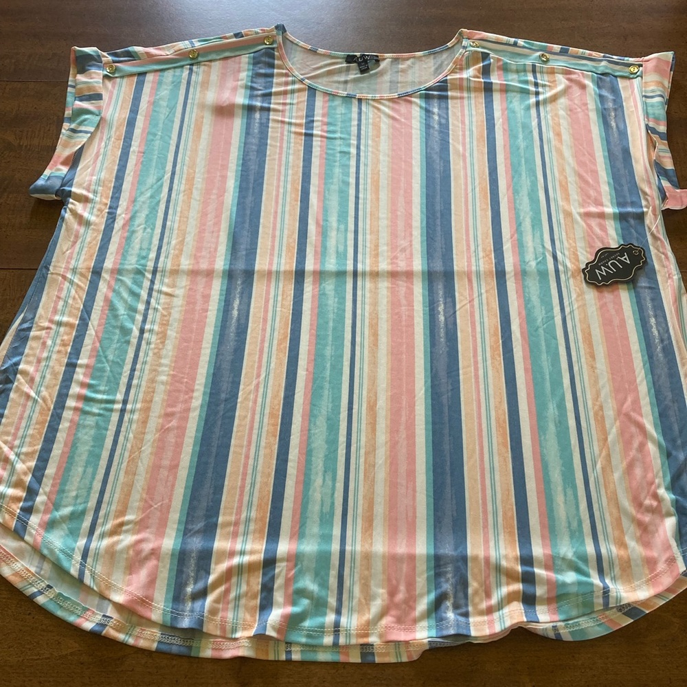 AUW 3X pastel striped shirt brand new